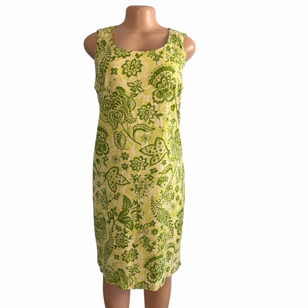 3/$30 ☀️ Charter Club Lime Green Silk Shift Dress Floral Print